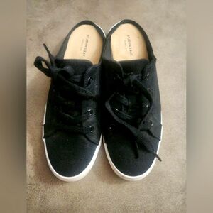 Women's St. John's Black Lace Up Memory Foam Slip On Backless Tennis Shoes Sz 8